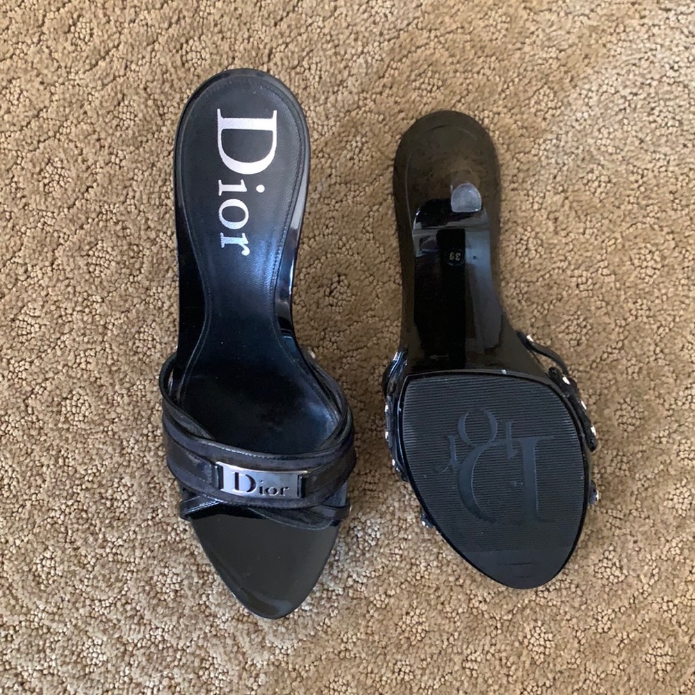 Authentic Christian Dior Black Mules Size 39